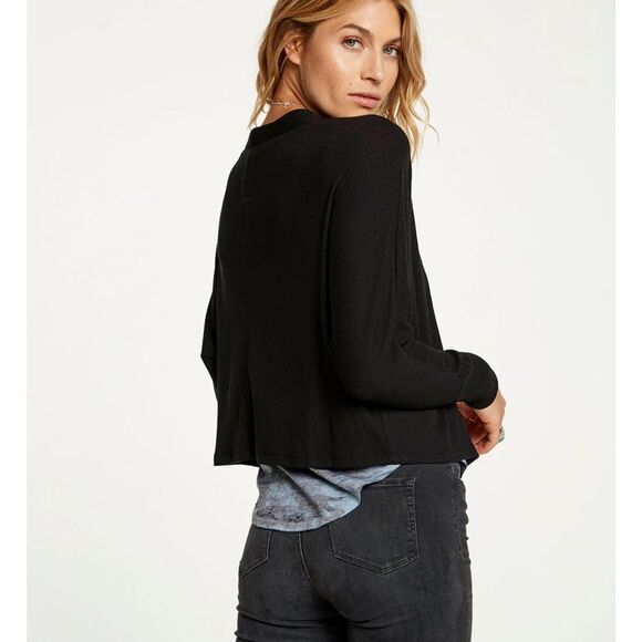 NWT Chaser Cozy Rib Drop Shoulder Cropped Open Cardigan in Ceramic (Ivory) Small - Picture 3 of 13